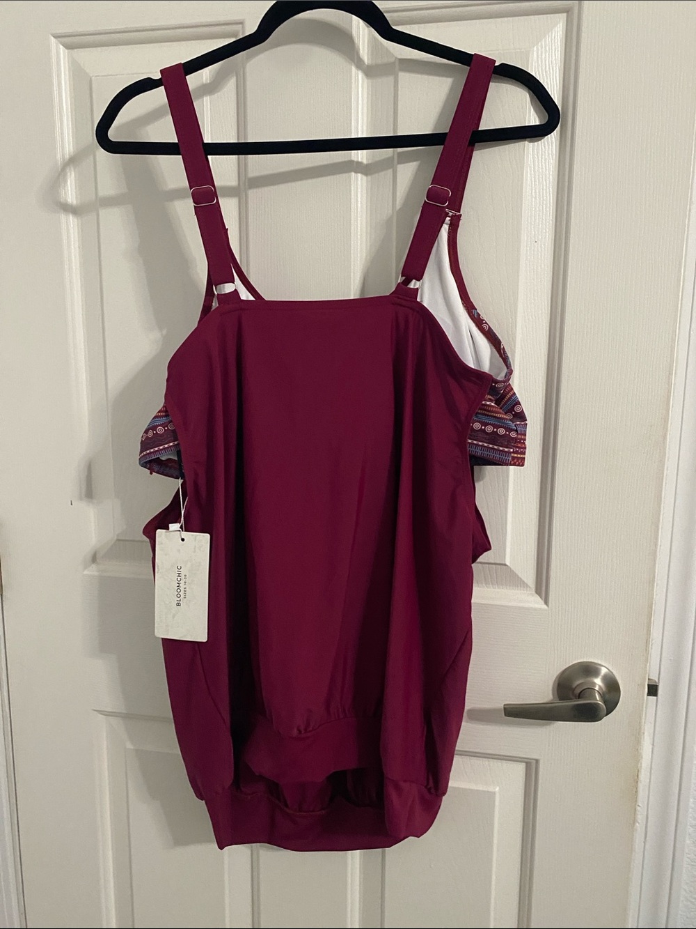 BloomChic Raspberry Tank Top with Patterned Side Panels - Picture 3 of 3